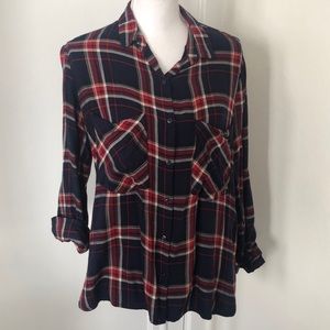 Zara Flannel Button Down Blouse
